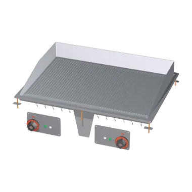 Plaque de cuisson 75x55 drop - in électrique chromée nervurée 400 V - FTRD - 68ETS - RM Gastro