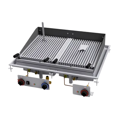 Grill pierre de lave à gaz drop - in 2x 38x52 - CWD - 79G - RM Gastro