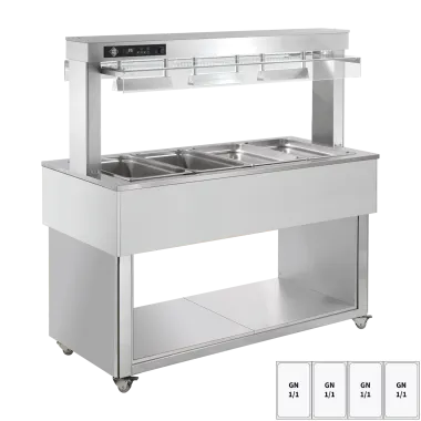 Buffet chauffé, à eau GN 4 - 1/1 RAL - TR RED+ 4R - RM Gastro