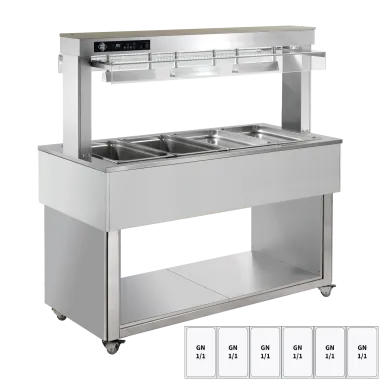 Buffet chauffé, à eau GN 6 - 1/1 RAL - TR RED+ 6R - RM Gastro