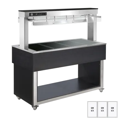 Buffet chauffé, vitrocéramique GN 3 - 1/1 Wenge - TR BROWN+ 3W - RM Gastro