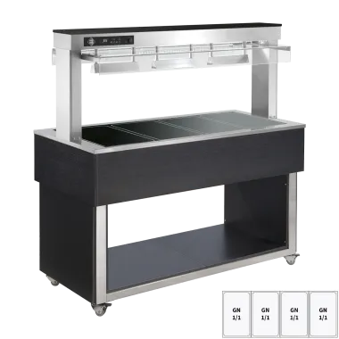 Buffet chauffé, vitrocéramique GN 4 - 1/1 Wenge - TR BROWN+ 4H - RM Gastro