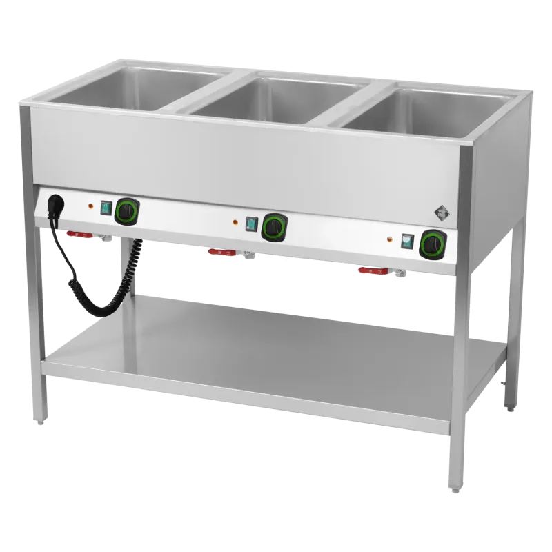 Bain marie stationnaire électrique GN 3 - 1/1 commande sur le côté long avec étagère basse - BMSD 3120 - RM Gastro