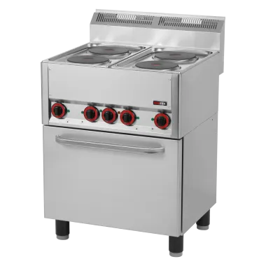 Fourneau électrique avec four à air chaud électrique GN 1/1 - 4x feu 400 V - SPT 60 ELS - Redfox