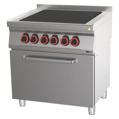 Fourneau électrique avec 4 feux coup de feu et four GN 2/1 - SPLT 70/80 - 21 E - Redfox