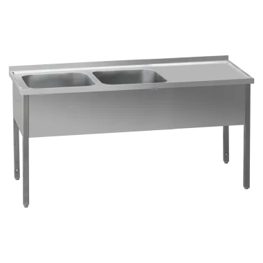 Table de lavage 140x70x90 - 2x évier 40x50x30 égouttoir droit - MSDOP 7014 - Redfox