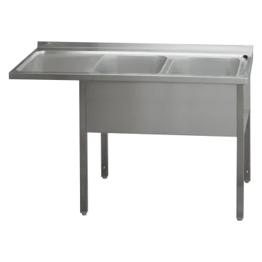 Table de lavage 150x70x90 - 2x évier 40x50x30 égouttoir gauche - MSDOL/M 7015 - Redfox