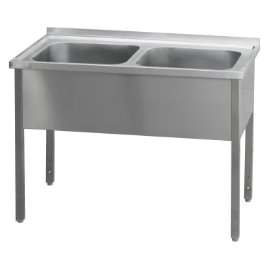 Table de lavage 140x60x90 - 2x évier 60x50x30 - MSD 6014 - Redfox