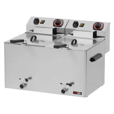 Friteuse électrique double 0,38 kW/l, 8+8 litres TOP avec robinet de vidange 230 V - FE 77 V - Redfox