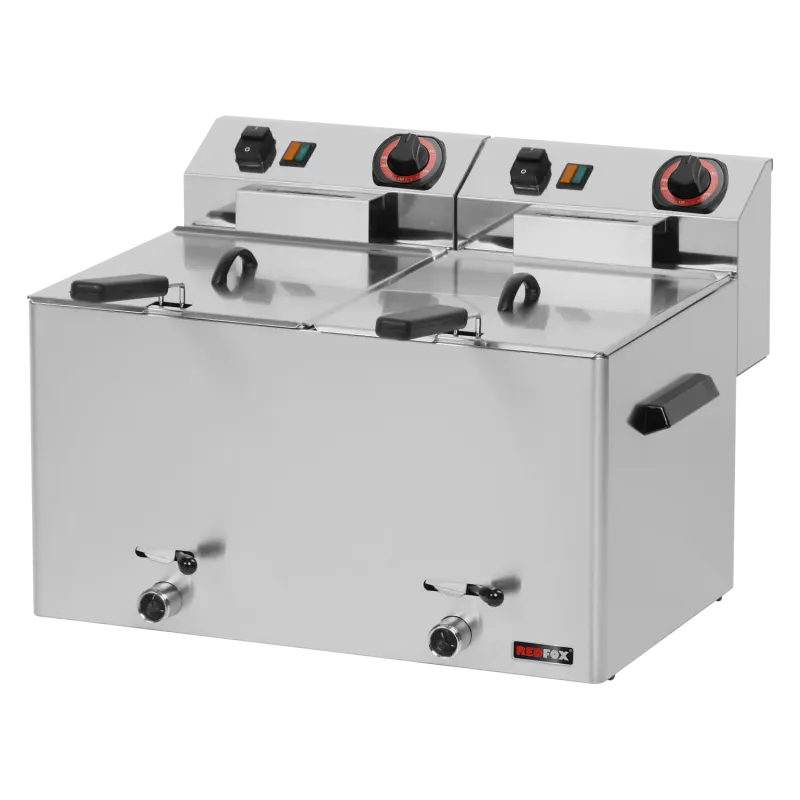 Friteuse électrique double 0,38 kW/l, 8+8 litres TOP avec robinet de vidange 230 V - FE 77 V - Redfox