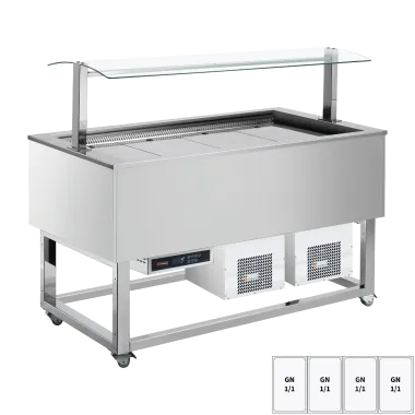 Buffet à froid positif GN 4 - 1/1 RAL - ES BLUE+ 4R - Redfox