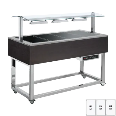 Buffet chauffé, vitrocéramique GN 3 - 1/1 Wenge - ES BROWN+ 3W - Redfox