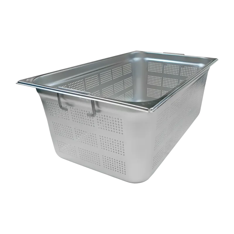 Bac gastronorme perforé GN 1/1 - 200 poignées escamontables en inox - GND 1/1 - 200 U - Redfox