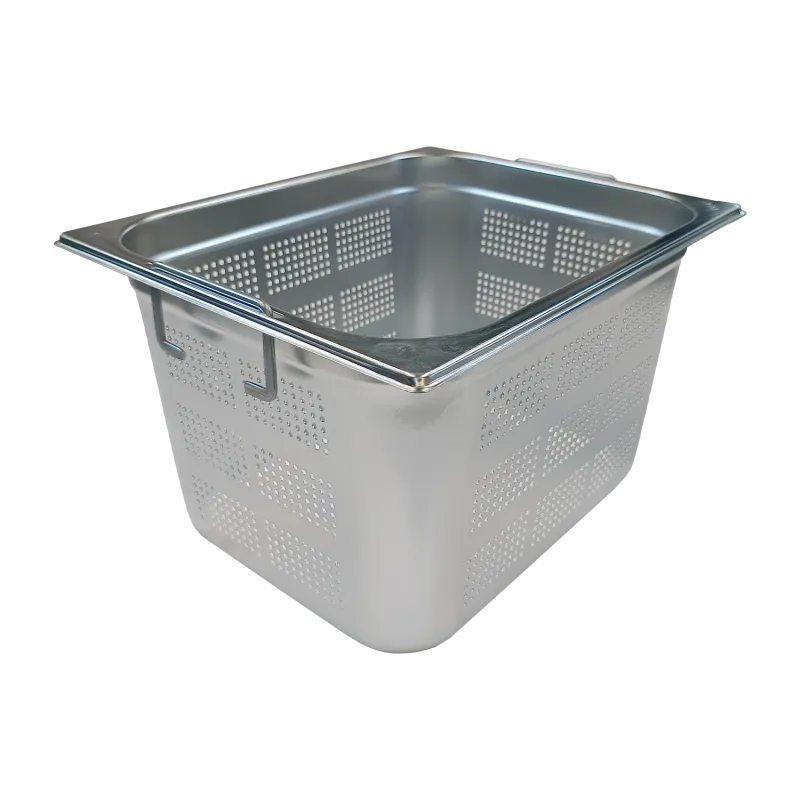 Bac gastronorme perforé GN 1/2 - 200 poignées escamontables en inox - GND 1/2 - 200 U - Redfox
