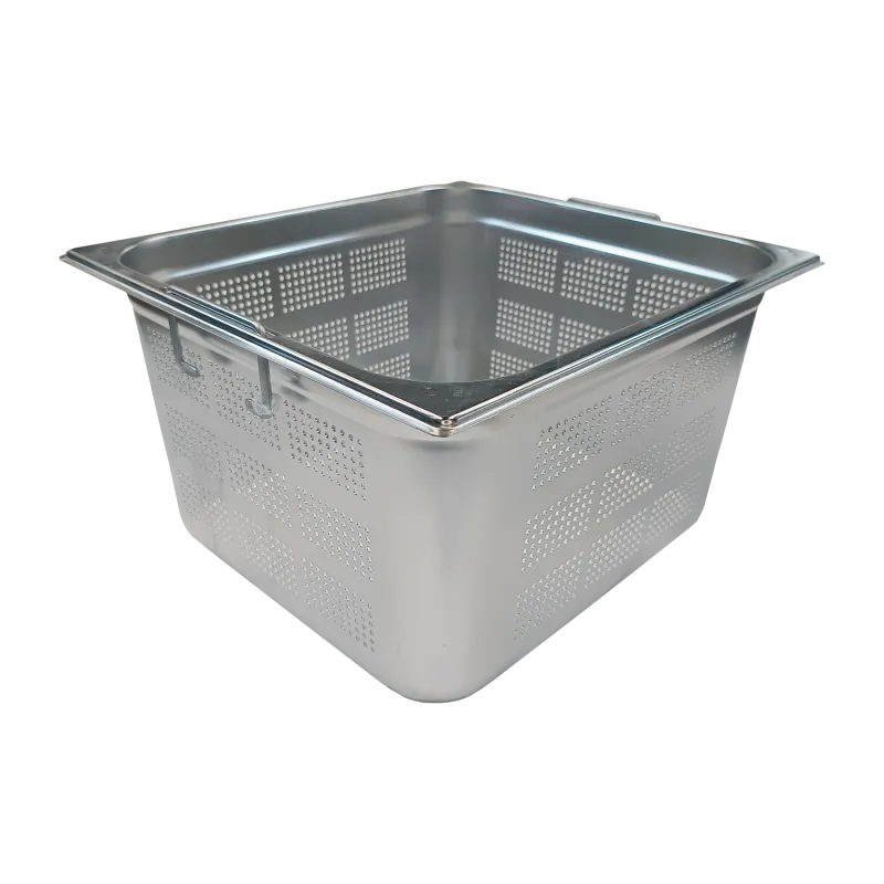 Bac gastronorme perforé GN 2/3 - 200 poignées escamontables en inox - GND 2/3 - 200 U - Redfox
