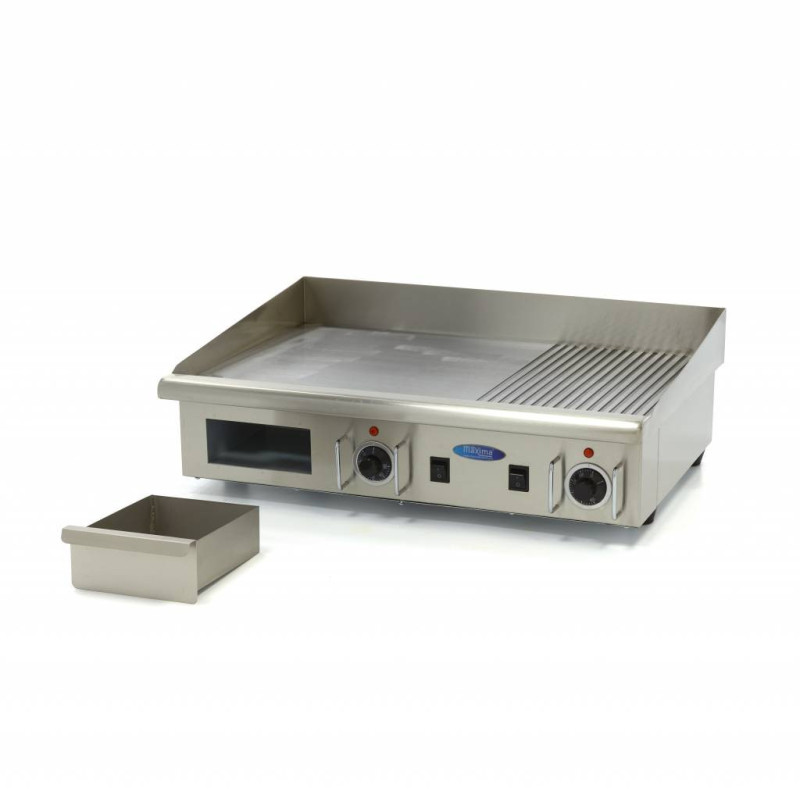 Plaque de cuisson - Demi-rainurée - 73 cm - avec bac de récupération - 400V - Maxima  au meilleur prix sur Restock CHR