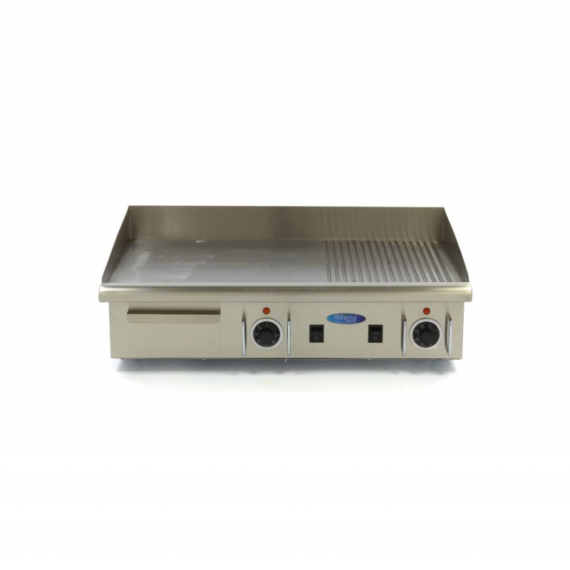 Plaque de cuisson - Demi-rainurée - 73 cm - avec bac de récupération - 400V - Maxima  au meilleur prix sur Restock CHR
