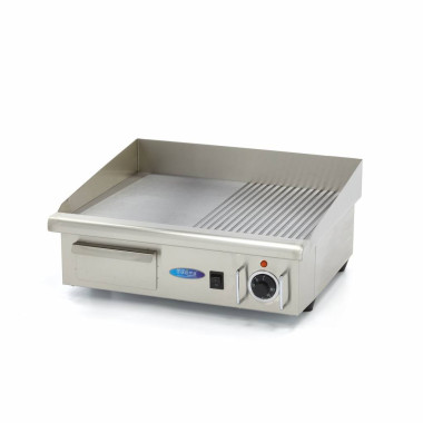 Plancha - Demi-rainurée - 55 cm - incluant le bac de récupération des jus - Maxima  au meilleur prix sur Restock CHR