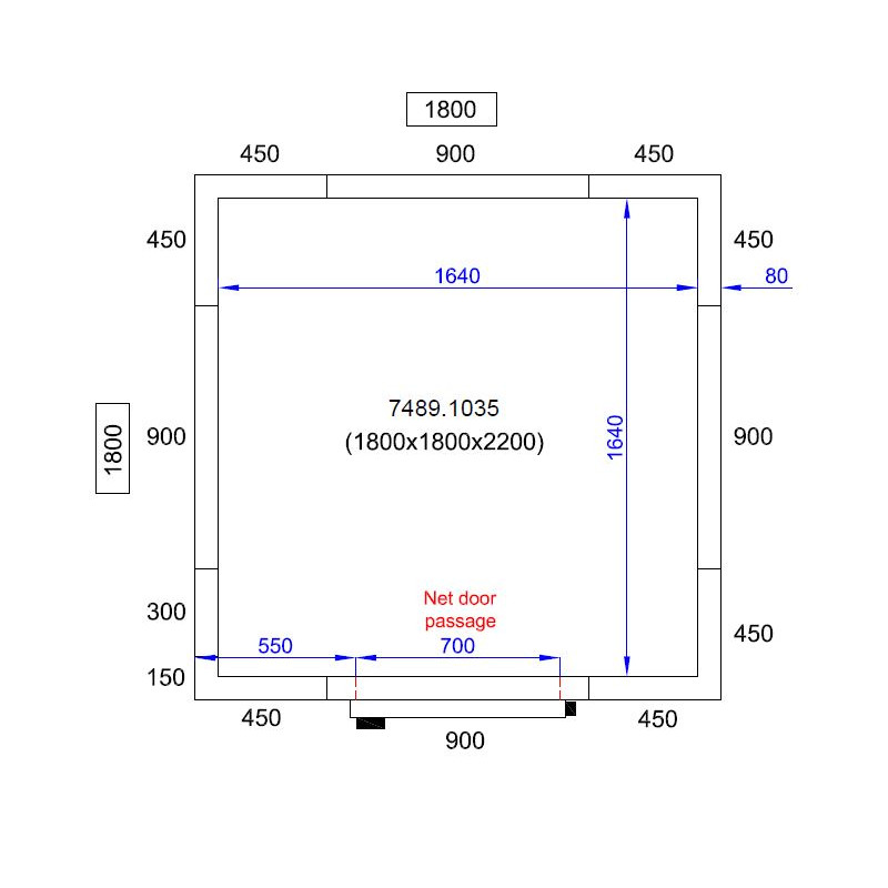 Chambre froide positive/negative 1800x1800x2200 - Combisteel