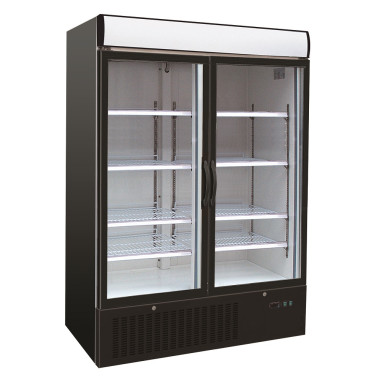 Réfrigérateur 2 portes en verre 1079L noir acier peint LED verrouillable R290 - Combisteel