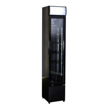 Frigo vitré étroit 105L - +3/+10°C - LED - 4 grilles - Noir - Refroidissement statique avec ventilateur - Combisteel