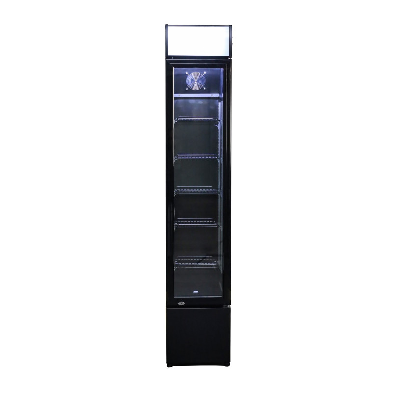 Frigo vitré étroit 105L - +3/+10°C - LED - 4 grilles - Noir - Refroidissement statique avec ventilateur - Combisteel