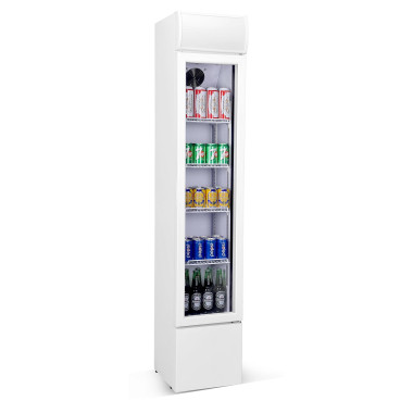 Frigo vitré étroit 105L - +1/+10°C - 4 grilles - LED - Blanc - Compact et verrouillable - Combisteel