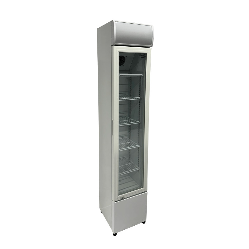 Frigo vitré étroit 105L - +1/+10°C - 4 grilles - LED - Blanc - Compact et verrouillable - Combisteel