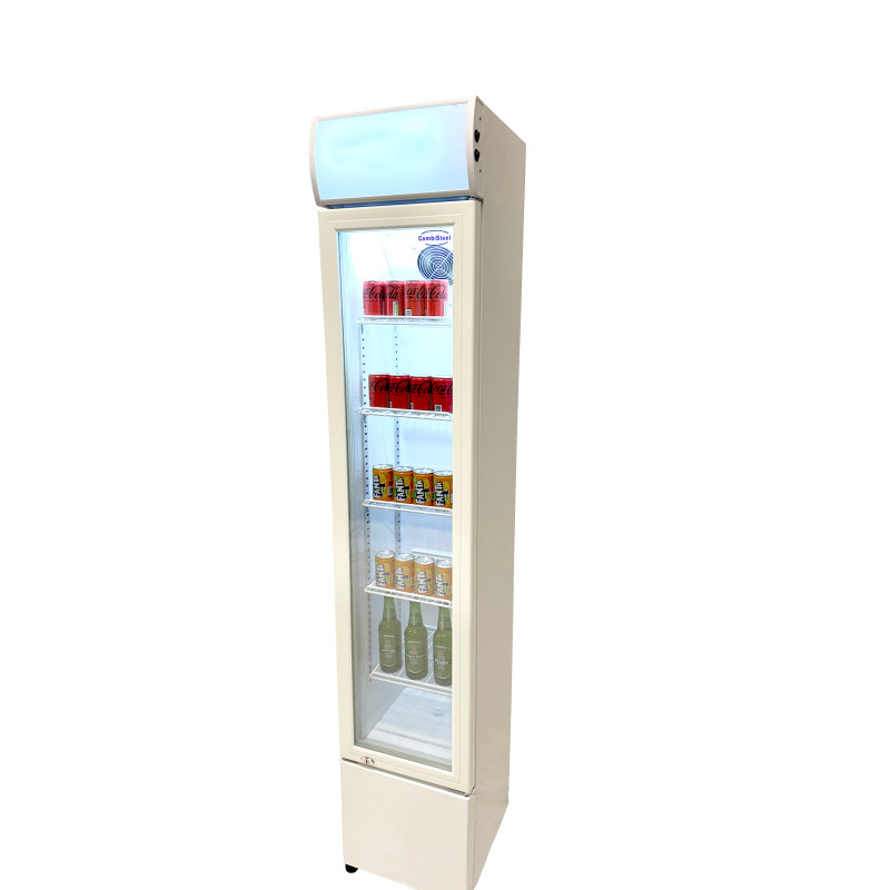 Frigo vitré étroit 105L - +1/+10°C - 4 grilles - LED - Blanc - Compact et verrouillable - Combisteel
