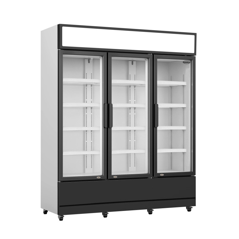 Réfrigérateur 3 portes en verre 1065L acier LED refroidissement statique 180kg - Combisteel