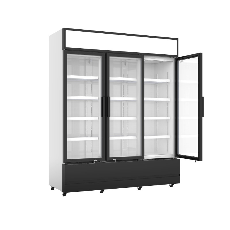 Réfrigérateur 3 portes en verre 1065L acier LED refroidissement statique 180kg - Combisteel