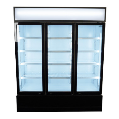 Réfrigérateur 3 portes en verre 1065L acier LED refroidissement statique 180kg - Combisteel