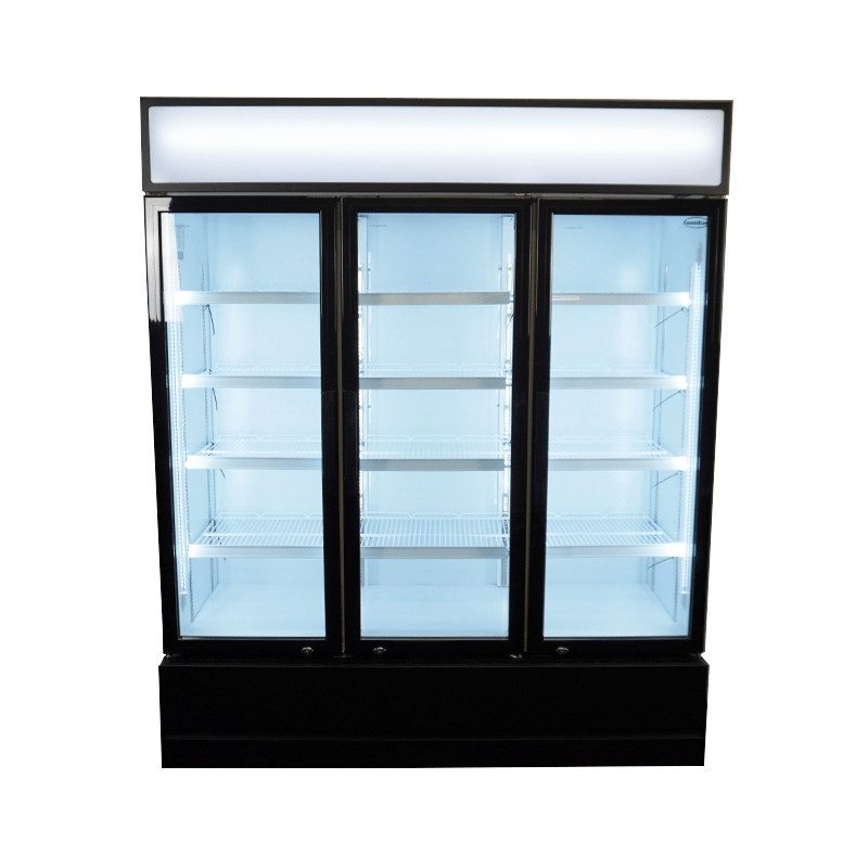 Réfrigérateur 3 portes en verre 1065L acier LED refroidissement statique 180kg - Combisteel