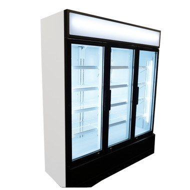 Réfrigérateur 3 portes en verre 1065L acier LED refroidissement statique 180kg - Combisteel