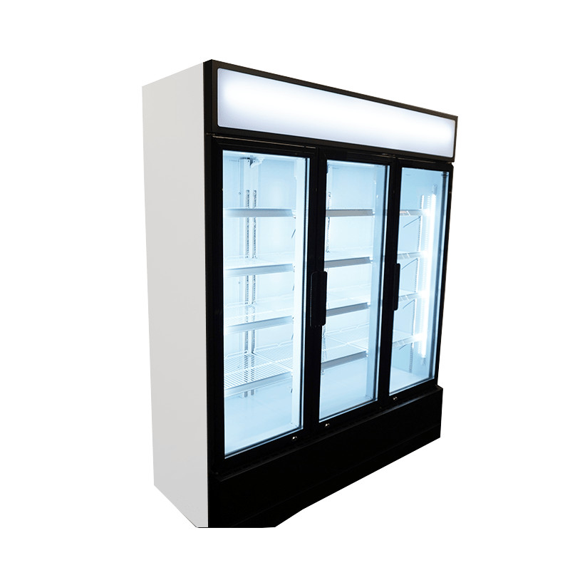 Réfrigérateur 3 portes en verre 1065L acier LED refroidissement statique 180kg - Combisteel