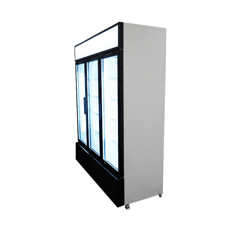 Réfrigérateur 3 portes en verre 1065L acier LED refroidissement statique 180kg - Combisteel