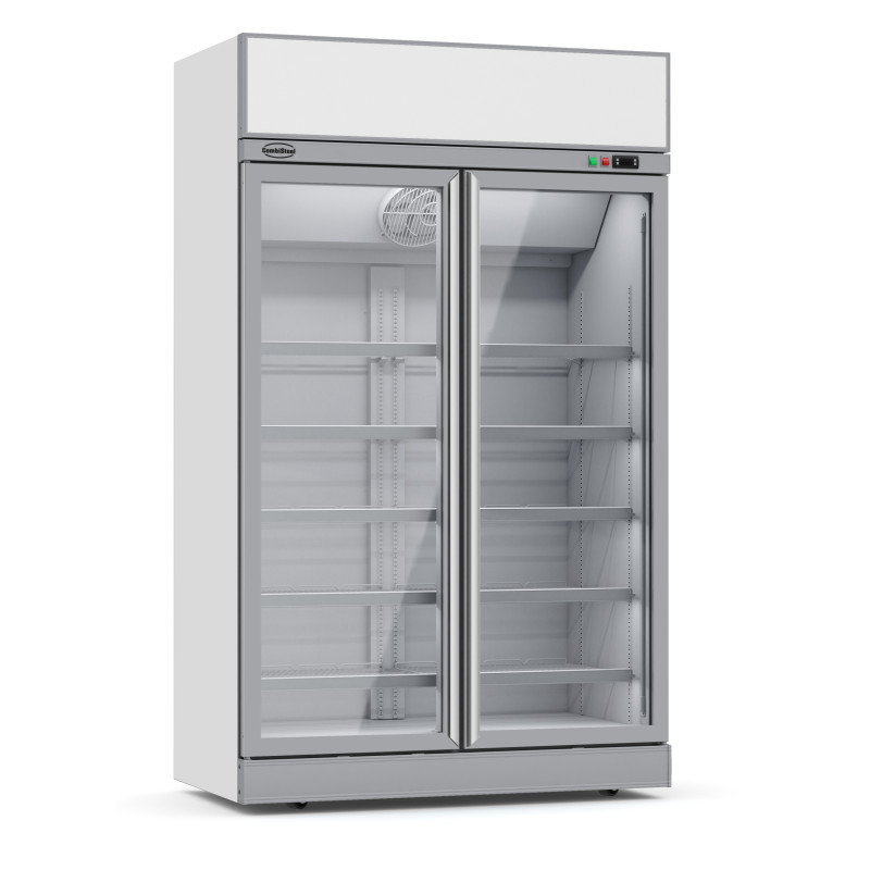 Réfrigérateur 2 portes en verre 1000L avec éclairage LED et 10 grilles - Combisteel