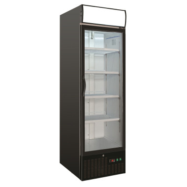 Congélateur 1 porte en verre 460L -18/-24°C LED acier noir verrouillable 1 porte droite - Combisteel