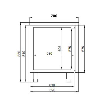 Table réfrigérée prof 700 mm 4 portes excl. moteur - Combisteel