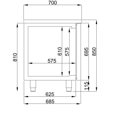 Table réfrigérée 2 portes 2 tiroirs prof 700mm - Combisteel