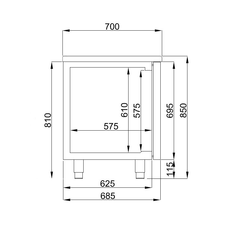 Table réfrigérée 2 portes 2 tiroirs prof 700mm - Combisteel