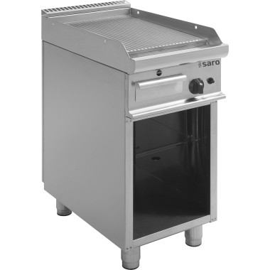 Plancha à Gaz - Sur Pied - Plaque Nervurée - 395x530 mm - 270°C - 6 kW - E7/KTG1BAR - Saro  au meilleur prix sur Restock CHR