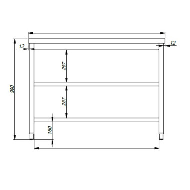 Plan de travail 3 étages 2600mm inox - Combisteel