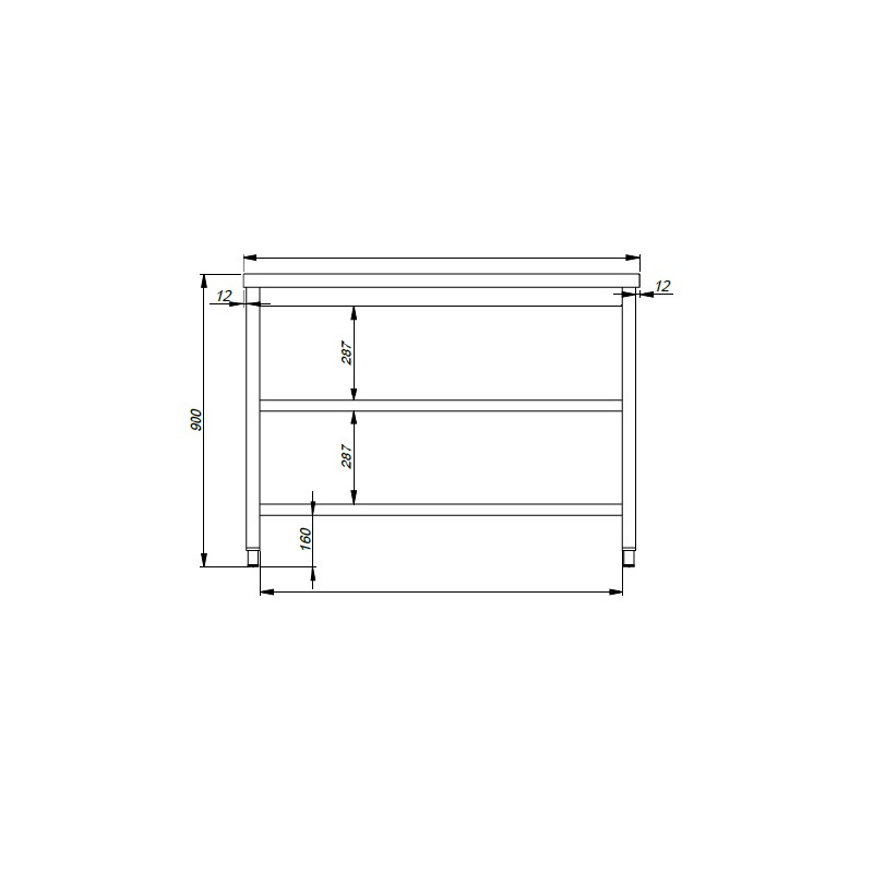Plan de travail 3 niveaux 1300mm inox - Combisteel