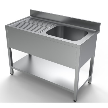 Plonge avec étagère bac à droite 1200x600 - Combisteel