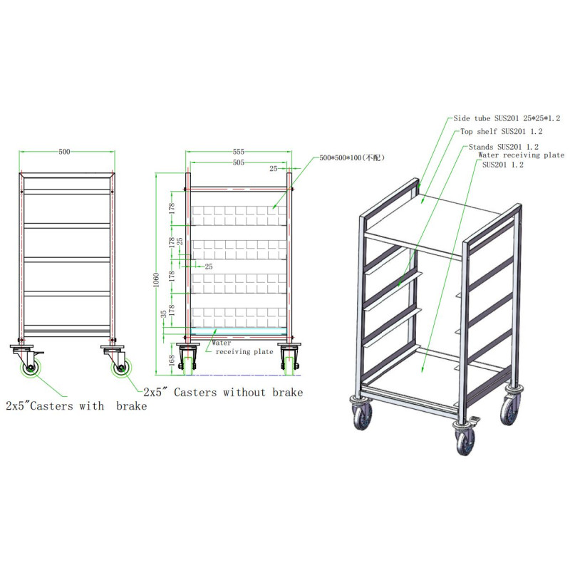 Trolley pour paniers de lavage 500x500 - Combisteel