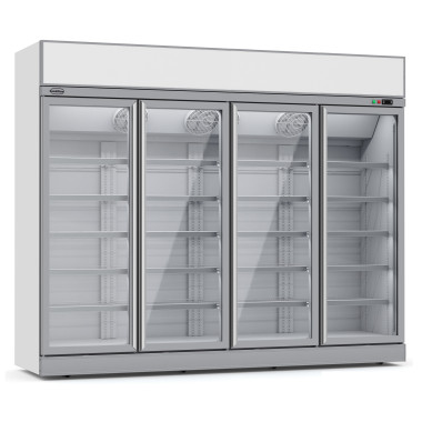 Congélateur 4 portes en verre blanc 2060L 20 grilles LED statique - Combisteel