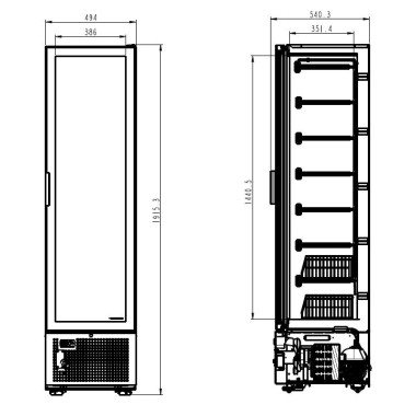 Congélateur 1 porte en verre noir 221L statique verrouillable LED R290 -18/-24°C - Combisteel