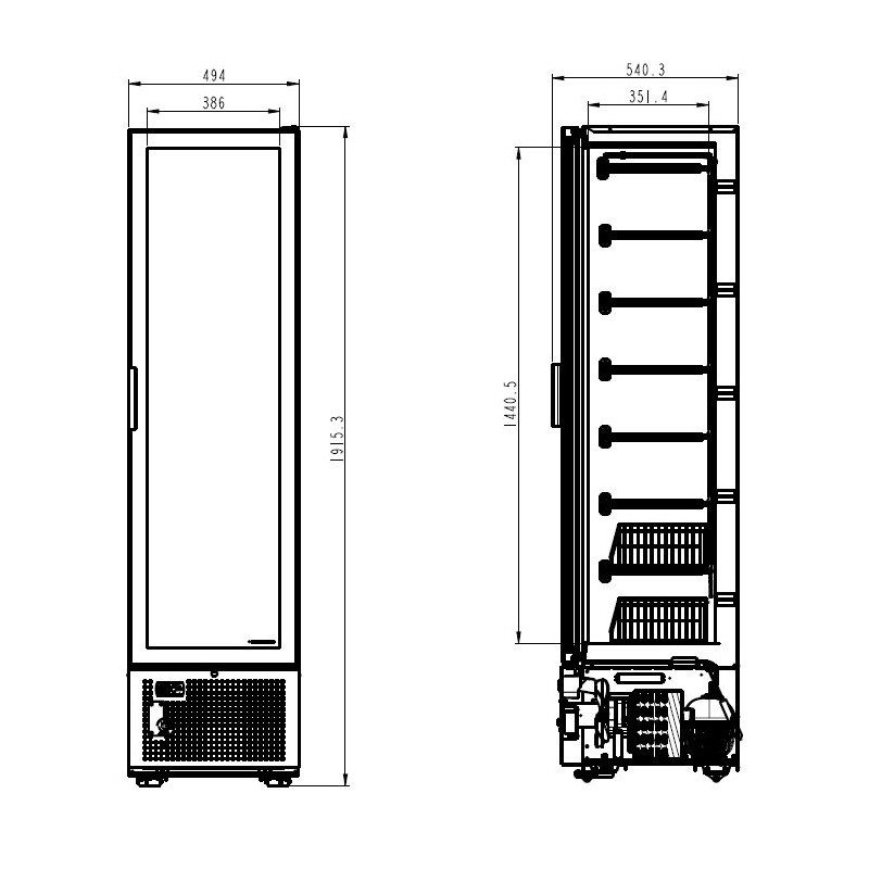 Congélateur 1 porte en verre noir 221L statique verrouillable LED R290 -18/-24°C - Combisteel