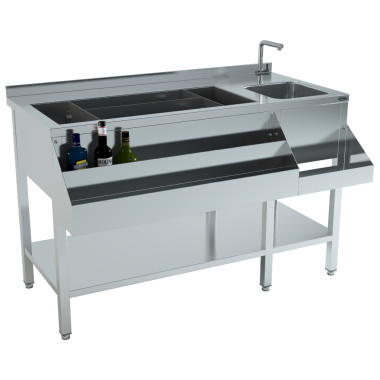 Bar à cocktails en inox avec évier - 1400 mm - Combisteel